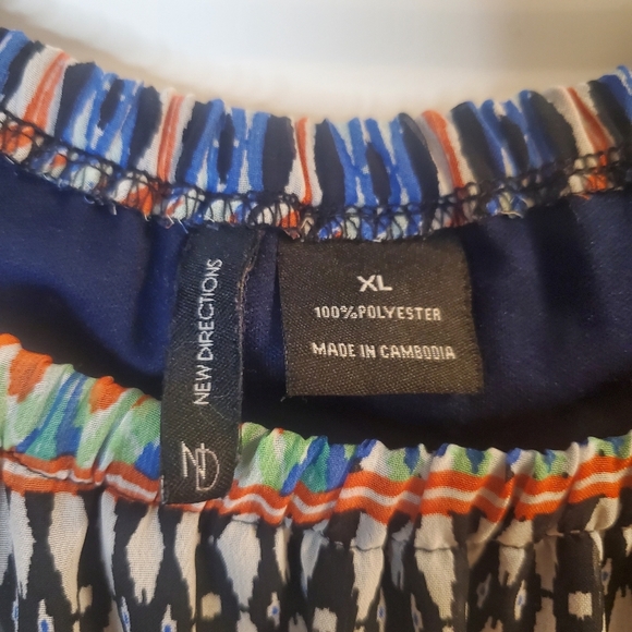 New Directions Sz XL geo print off-the-shoulder gypsy sleeve midi dress - Picture 2 of 8